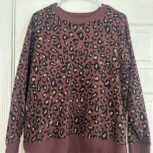 Leopard Print Sweater - Brown